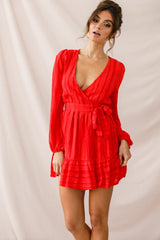 Rubi Textured Wrap Dress Red