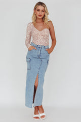 Fifi One Sleeve Bodysuit Leopard Rose