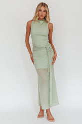 Girl's Night Waist Sash Maxi Dress Sage