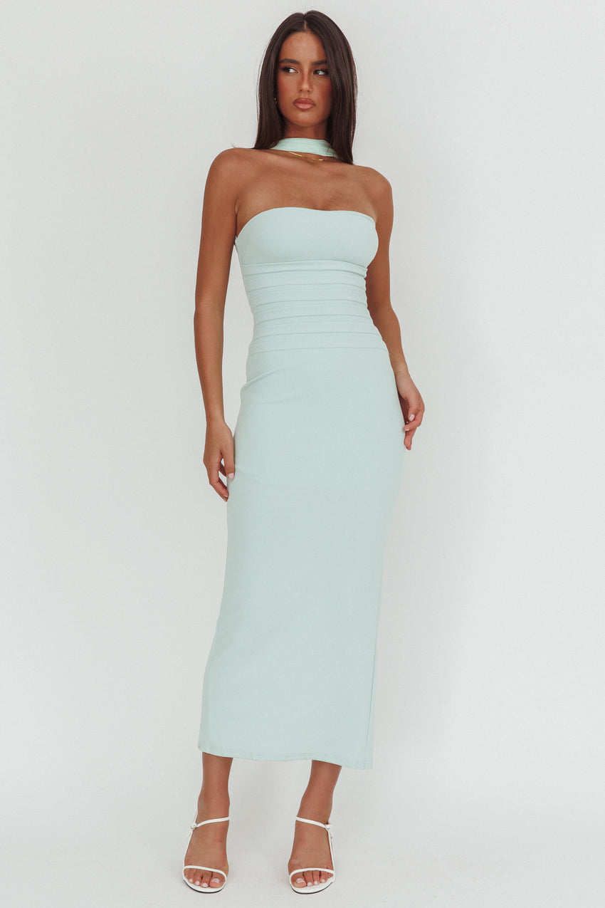 Luna Sol Reverse Halter Maxi Dress Mint