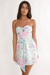 Gloria Day Tied Bust Strapless Mini Dress Lilac
