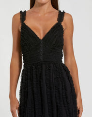 Black Sleeveless Ruffle Tiered Dress