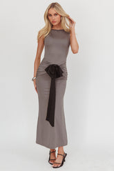 Weekend Vibes Bow Feature Maxi Dress Charcoal