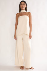 Florene Strapless Split Scarf Top Vanilla