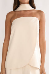 Florene Strapless Split Scarf Top Vanilla