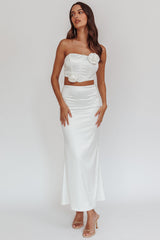 Like A Dove Satin Maxi Skirt Oyster