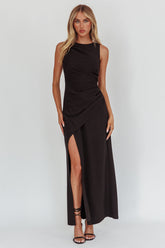 Firelights Lace-Up Back Maxi Dress Black