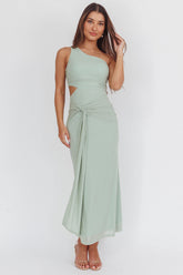 Luli One-Shoulder Cut-Out Maxi Dress Sage
