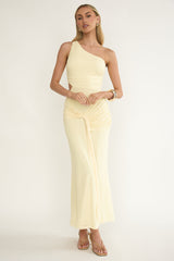 Luli One-Shoulder Cut-Out Maxi Dress Yellow