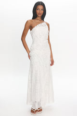 Salona Lace One-Shoulder Gown Off White