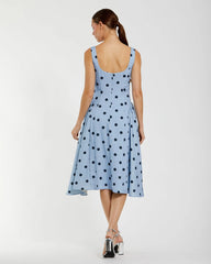 Sky Multi Sleeveless Polka Dot Midi Dress