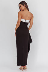 Cha Cha Strapless Thigh Split Dress Contrast Black