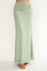 Gala Ruched Waist Maxi Skirt Sage