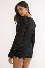 Kyomi Gold Button Tweed Jacket Black Gold