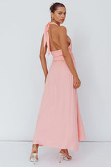 Spring Feels Halterneck Belt Maxi Dress Peach