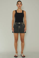 High Time Square Neckline Leotard Black