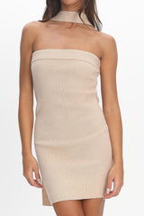 Tarant Ribbed Knit Mini Dress Sand