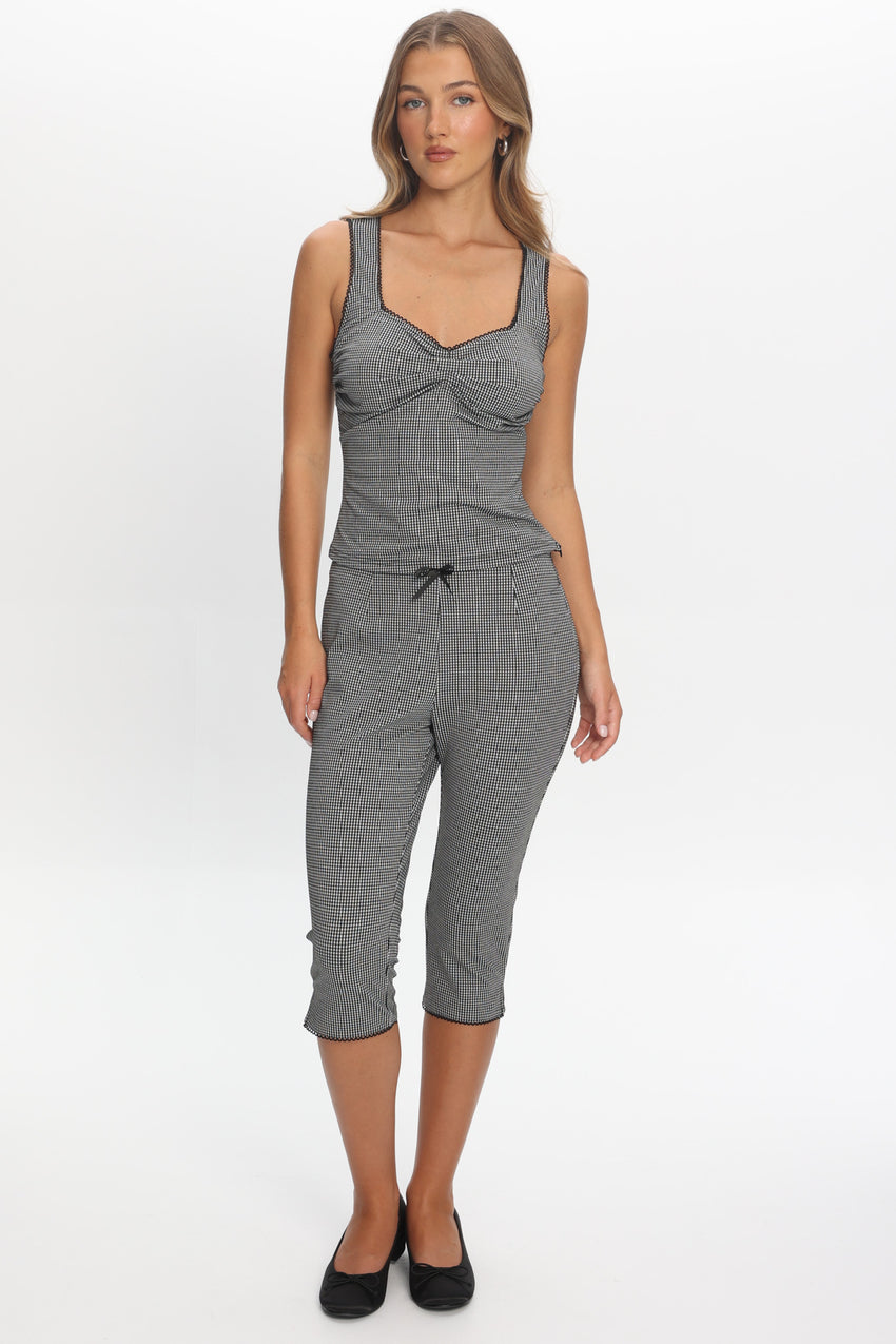 Girl's Trip Capri Pants Checker Black