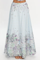 Sazkia Embroidered Maxi Skirt Blue