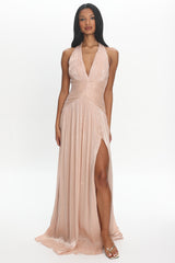 Champagne Wishes Halter Gown Champagne