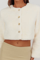 London Day Faux Fur Crop Jacket Cream