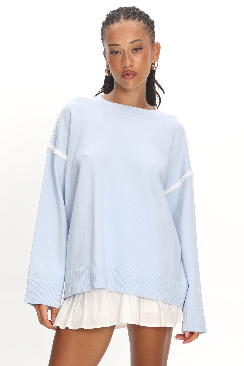 Guardian Contrast Knit Sweater Baby Blue