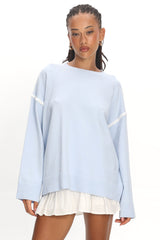 Guardian Contrast Knit Sweater Baby Blue