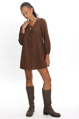 Westlyn Tie Front Mini Dress Chocolate