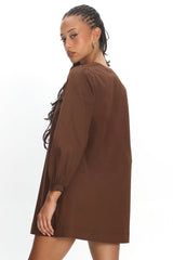 Westlyn Tie Front Mini Dress Chocolate