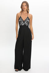 Mondo Embroidery Bust Jumpsuit Black