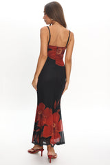Fortune Bust Tie Maxi Dress Hibiscus Black