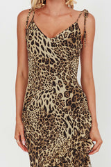 Dreamy Day Ruffle Trim Maxi Dress Leopard