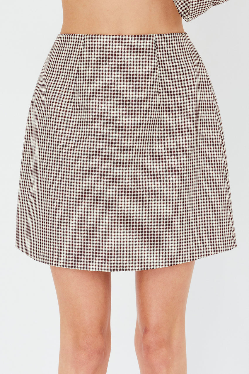 Jozie A-Line Skirt Plaid Brown