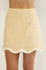 Marcelline Scallop Hem Mini Skirt Apricot