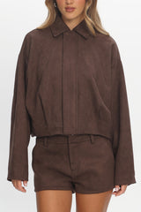 Off the Cuff Cropped Utility Jacket Chocolate